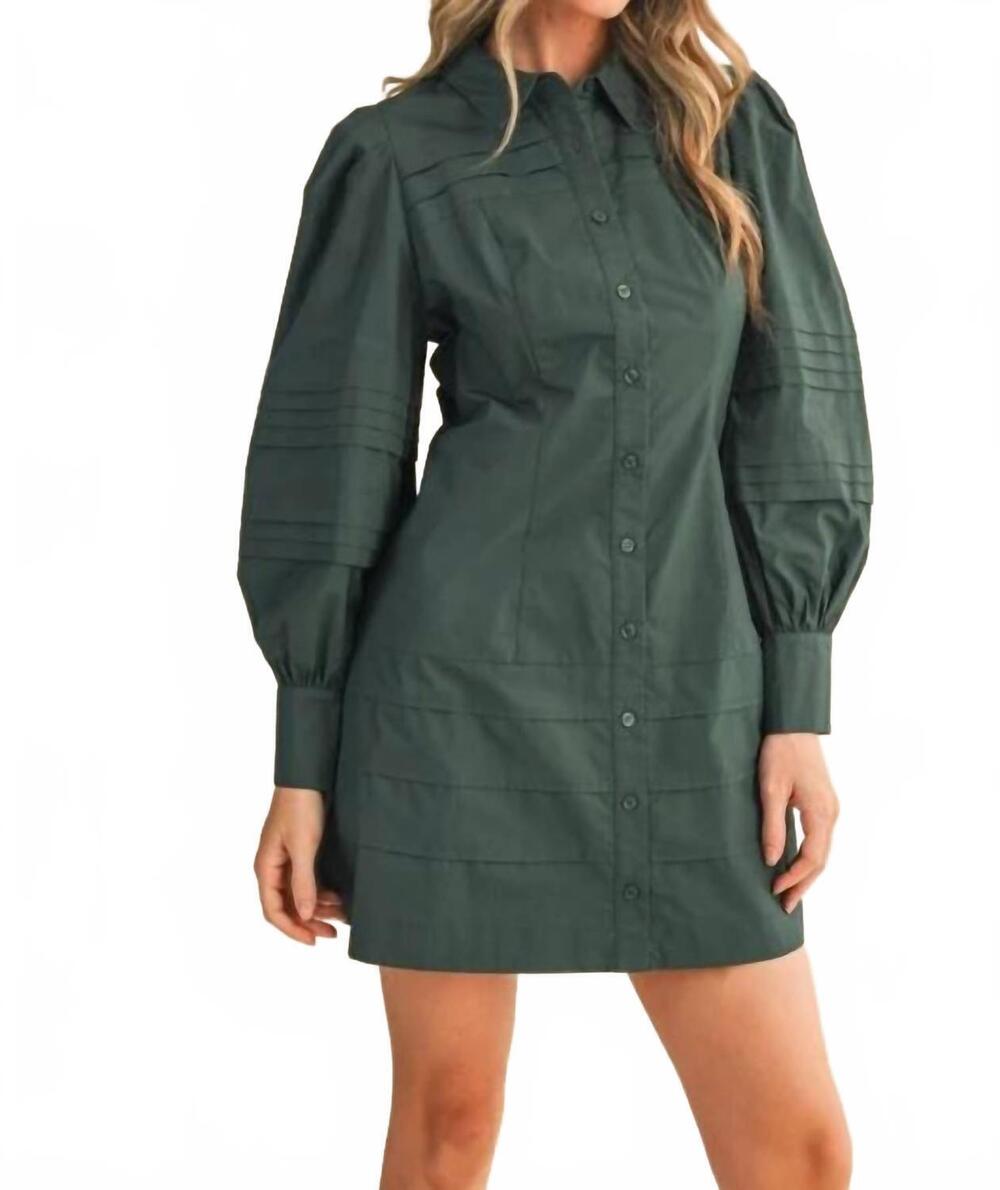 NEW &MERCI oak lane pintuck dress in forest green